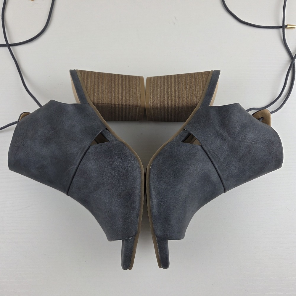 Kenneth Cole Reaction Best Hit Peep Toe Block Heel Calf Lace Sandals Blue Wmns 7 - Picture 11 of 13